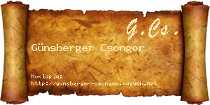 Günsberger Csongor névjegykártya